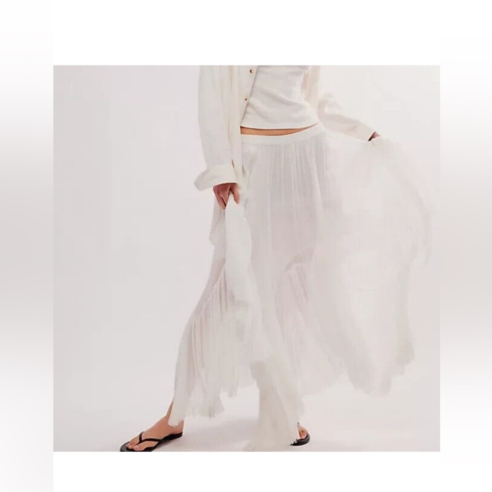 Free People Clover Raw Hem Handkerchief Hem White High Low Skirt XS - Picture 2 of 10